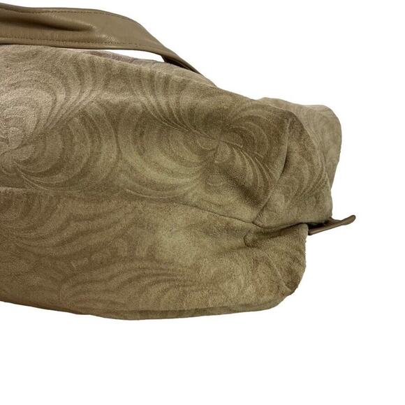 Stone Mountain Suede Embossed Swirl Print Large Double Handle Handbag Purse Bag - Picture 12 of 16